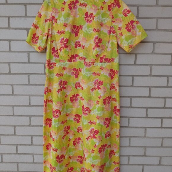 Amish Mennonite Cape Dress 43" Bust 40" Waist Handmade Modest Yellow Tropical - Picture 3 of 9